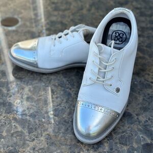 G/FORE Women’s Gallivanter Cap Toe Golf Shoes - Size 8.5 White and Silver